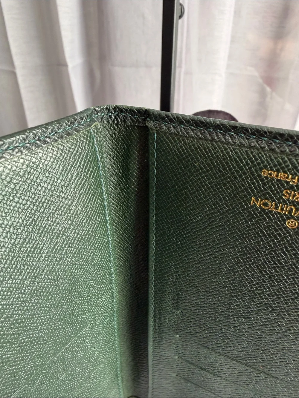 Louis Vuitton Green Taiga Leather Porte Valeurs Long Wallet-Vintage France 1996
